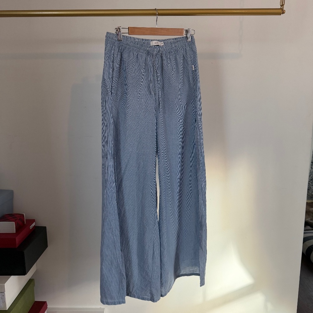 Onia striped wide leg pants with slit